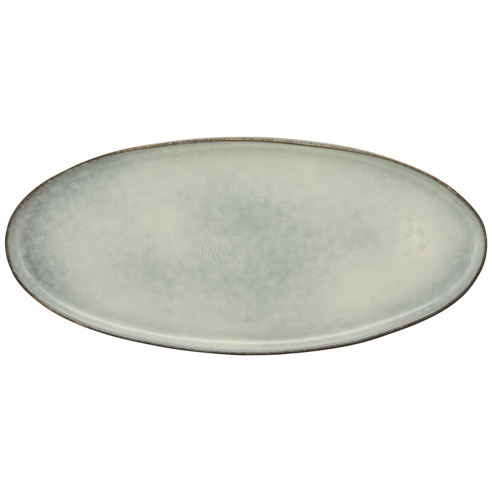 10 Strawberry Street FRZ-14OVL-BLU Firenza 13" Blue Porcelain Oval Platter - 12/Case