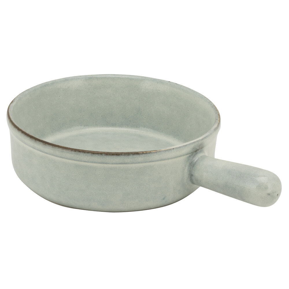 10 Strawberry Street FRZ-SKLT-BLU Firenza 16 oz. Blue Porcelain Skillet Bowl with Handle - 12/Case