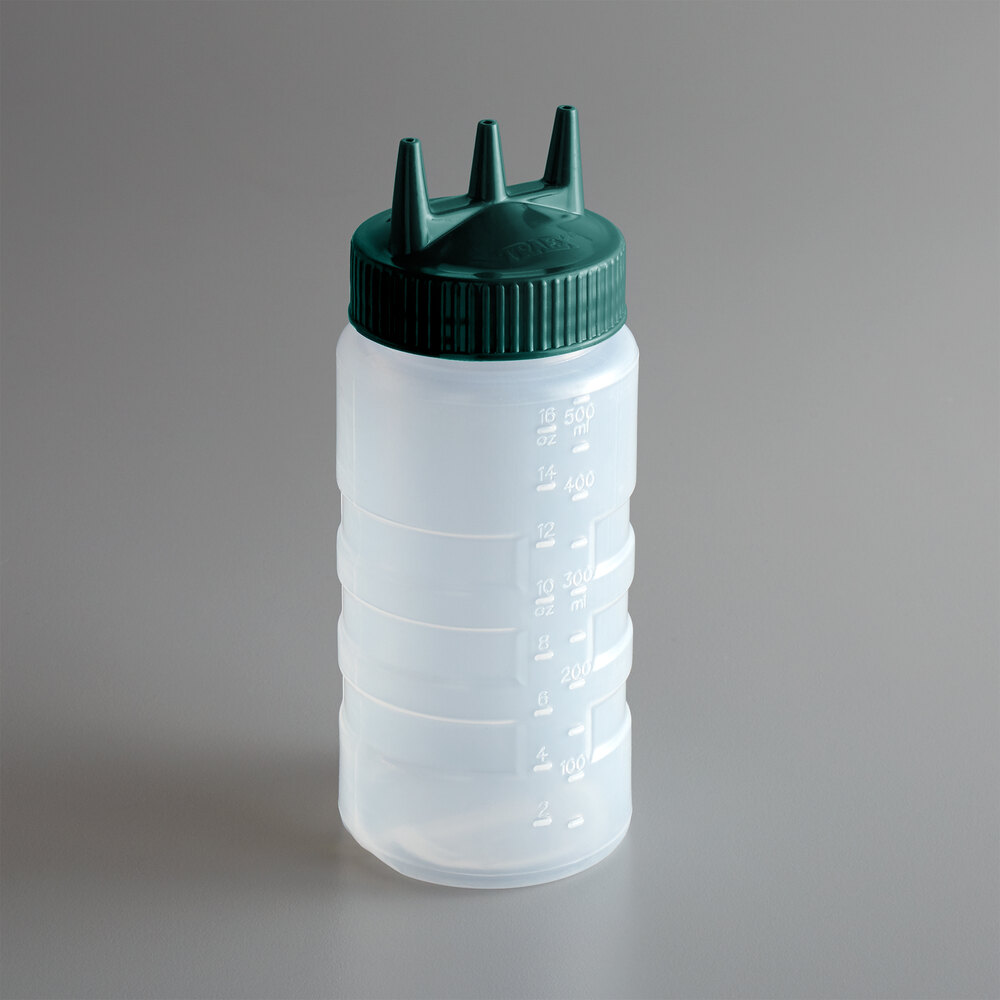 Vollrath 3316-13191 Traex® Color-Mate™ 16 oz. Clear Tri Tip™ Wide Mouth Squeeze Bottle with Vista Green Cap