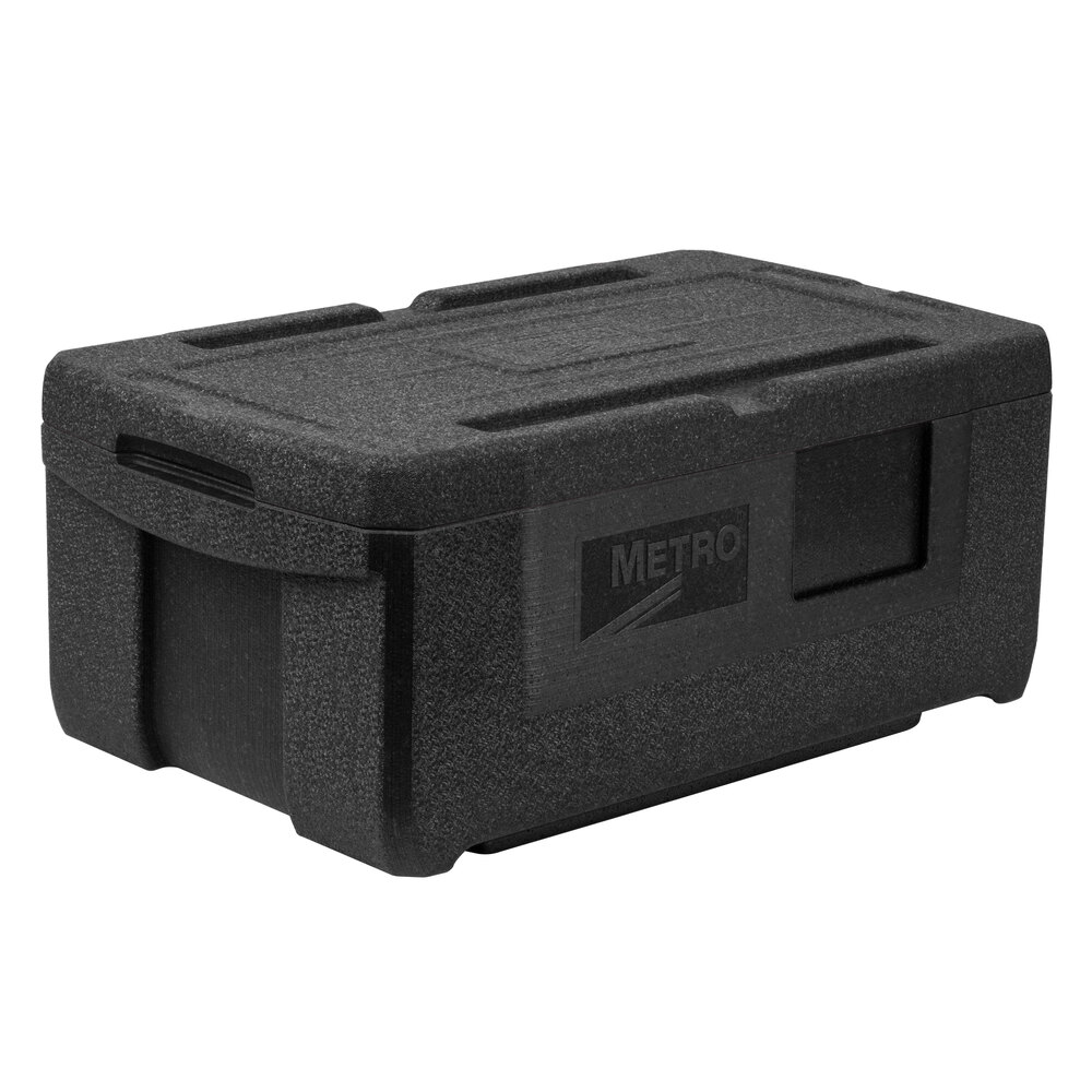 Metro Mightylite Black Top Loading EPP Insulated Food Pan Carrier with Black Lid - 8" Deep Full-Size Pan Max Capacity
