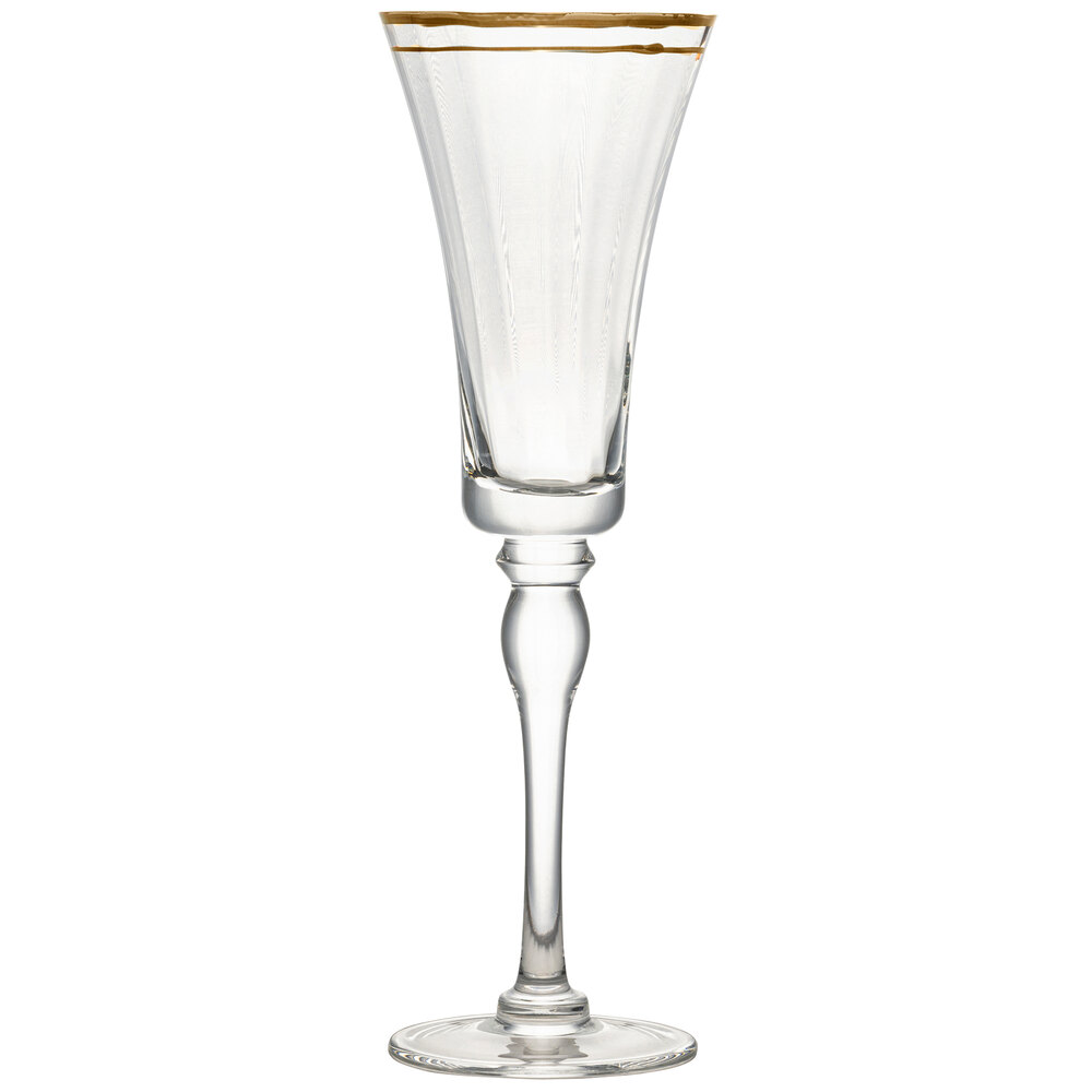 10 Strawberry Street Kate 8 oz. Gold Rimmed Champagne Flute - 4/Pack