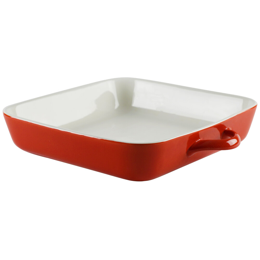 10 Strawberry Street SIENA-11SQBKR Sienna 2.25 Qt. Red Square Porcelain Baker