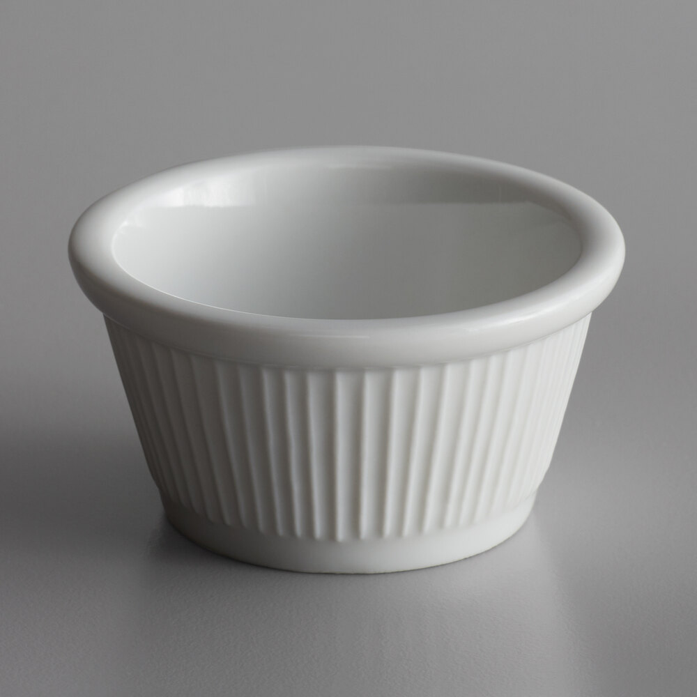 Libbey RM-02 Bedrock Ovenware 2 oz. Ultra Bright White Fluted Stoneware Ramekin - 36/Case