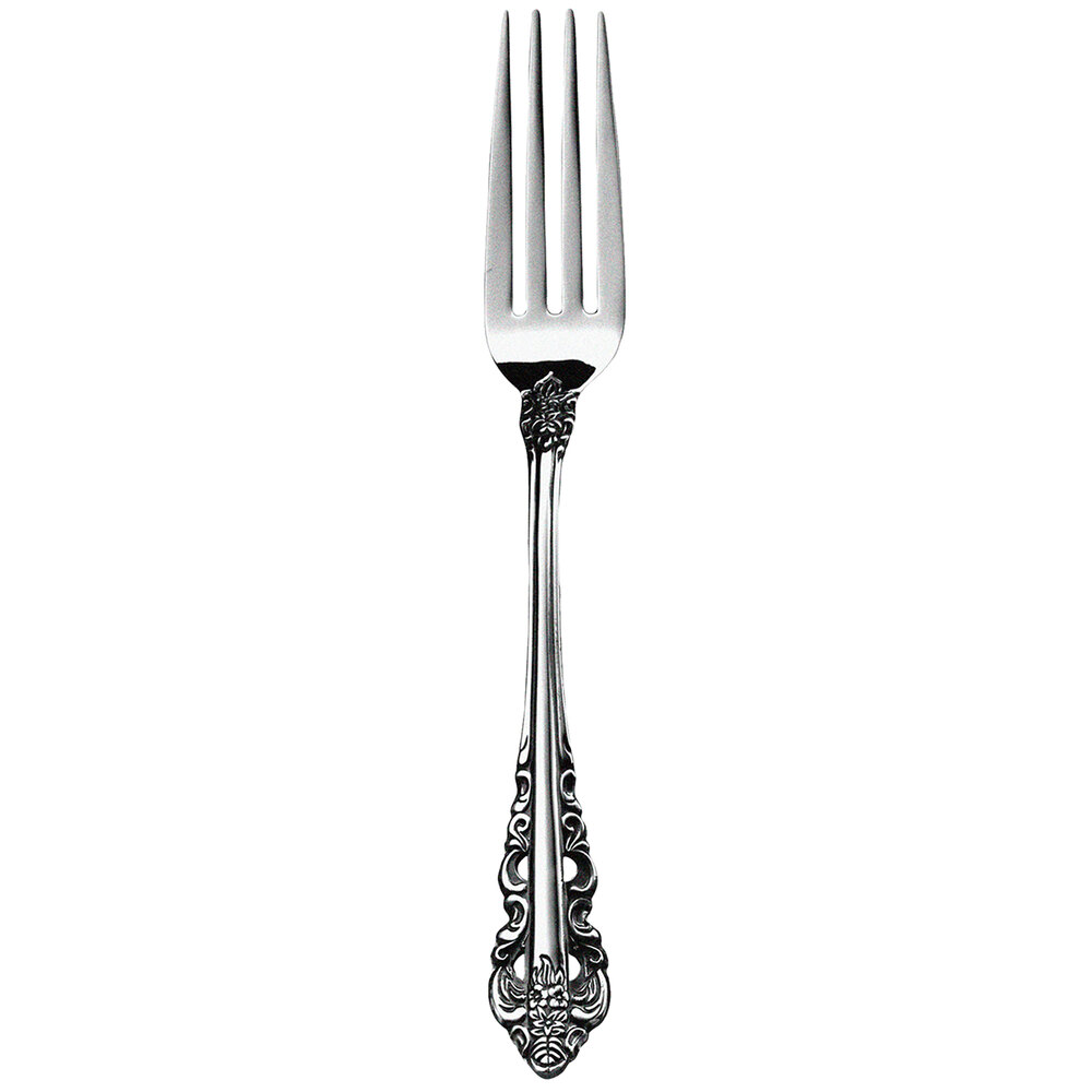Walco Classic Baroque from Steelite International WL68051FST 8 1/8" 18/10 Fieldstone Finish Stainless Steel Extra Heavy Weight European Table Fork - 12/Case