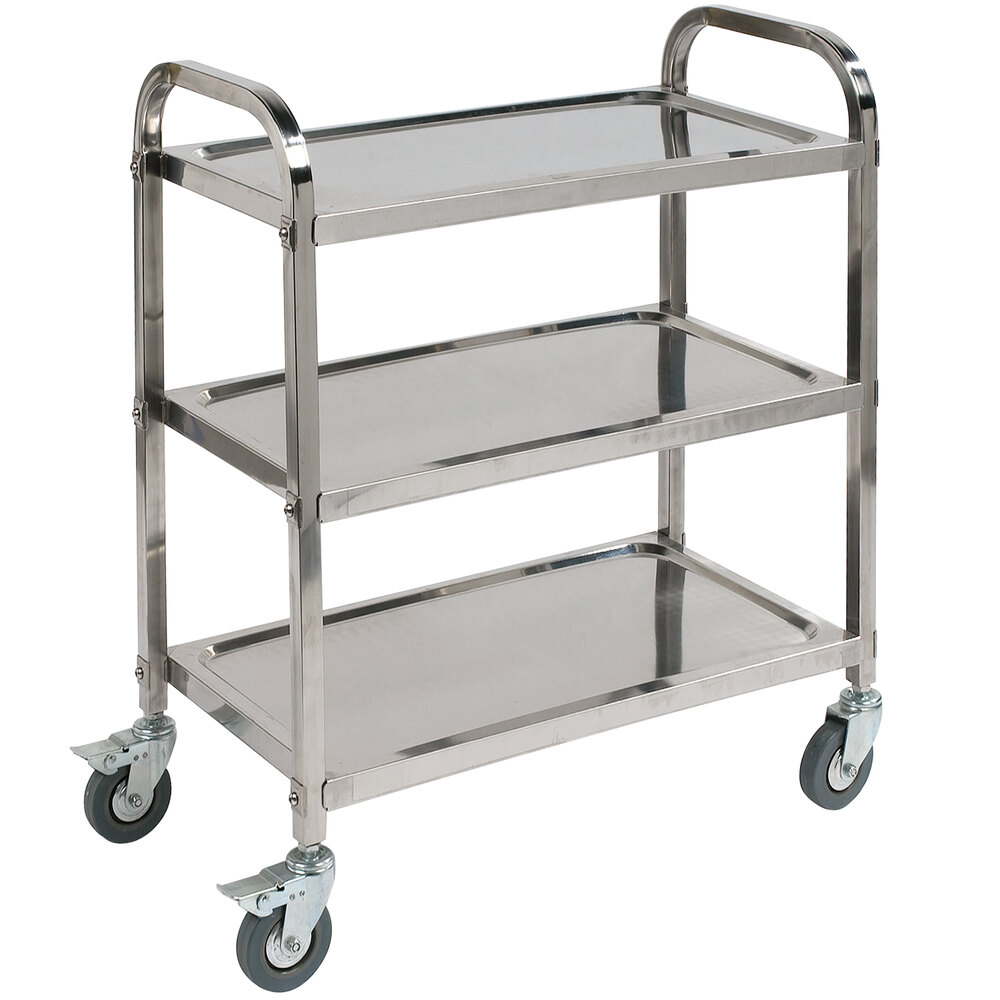 Carlisle UC4031733 Knocked Down 3 Shelf Stainless Steel Utility Cart - 33 3/8" x 15 5/8" x 33 1/2"