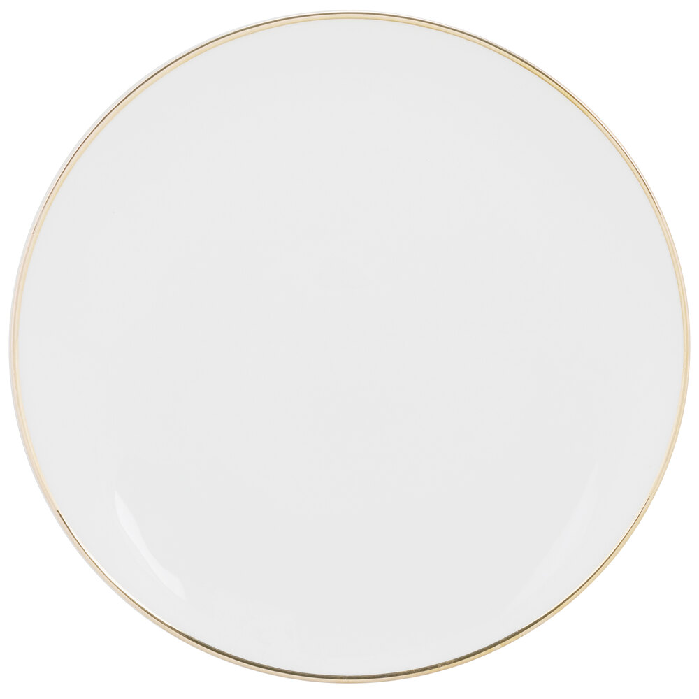 10 Strawberry Street CPGL0002 Coupe Gold Line 9 1/2" Gold Porcelain Luncheon Plate - 24/Case