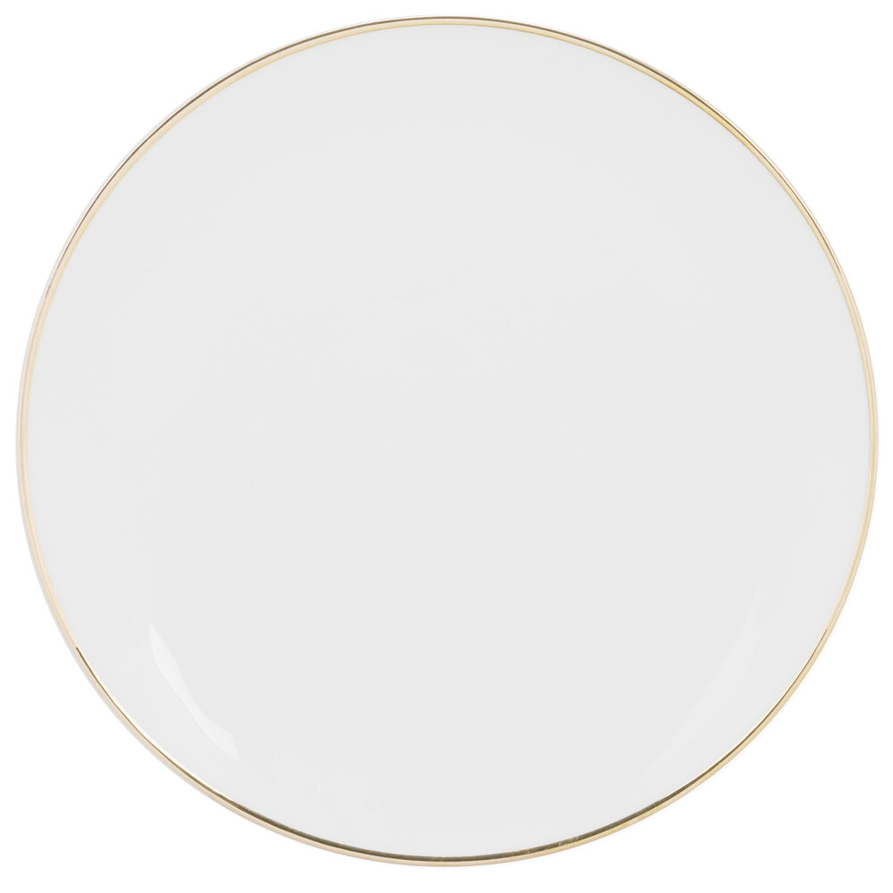 10 Strawberry Street CPGL0005 Coupe Gold Line 6 5/8" Gold Porcelain Bread and Butter Plate - 24/Case