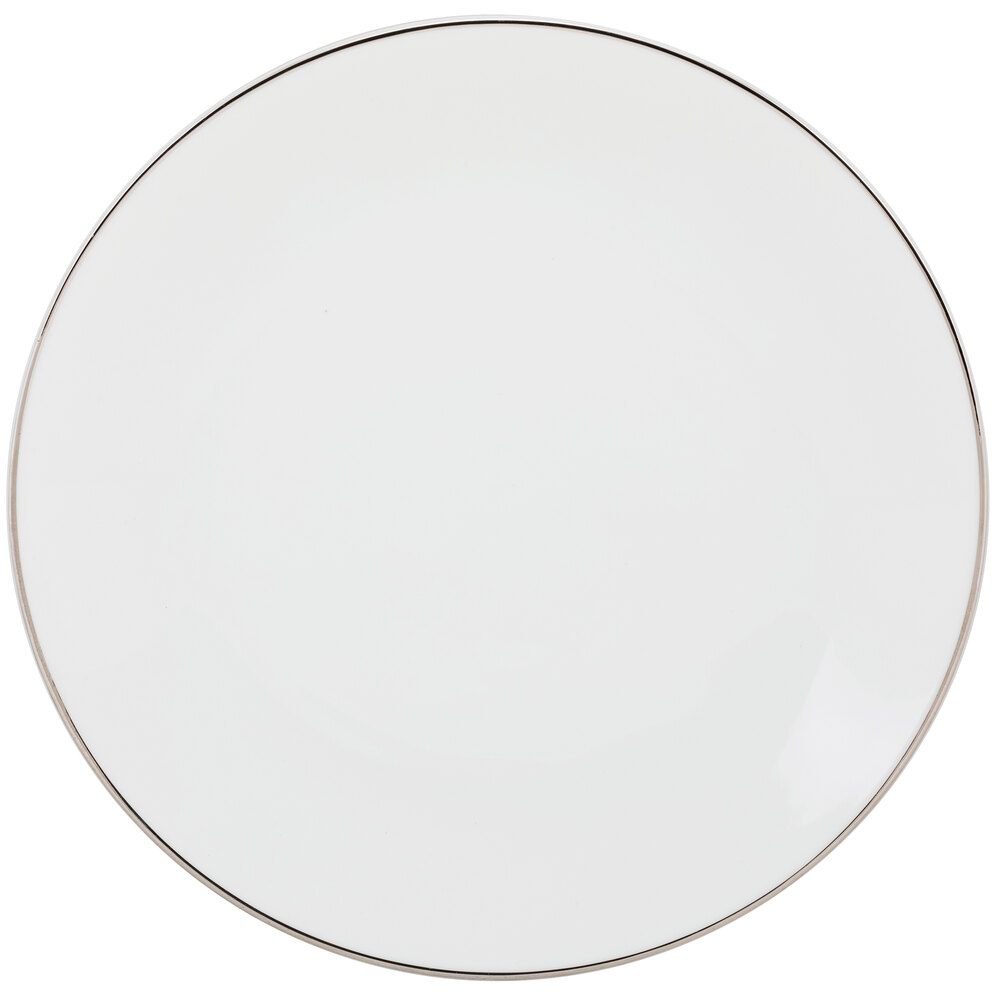 10 Strawberry Street CPSL0001 Coupe Silver Line 10 1/4" Silver Porcelain Dinner Plate - 24/Case