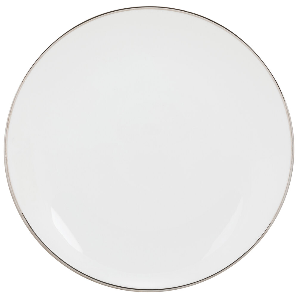 10 Strawberry Street CPSL0002 Coupe Silver Line 9 1/2" Silver Porcelain Luncheon Plate - 24/Case
