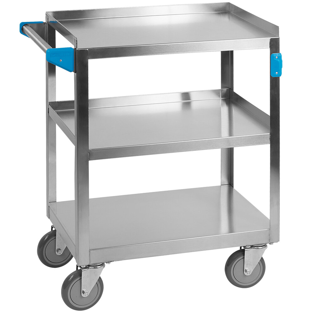Carlisle UC3031524 3 Shelf Stainless Steel Utility Cart - 24" x 15 1/2" x 32 1/2"