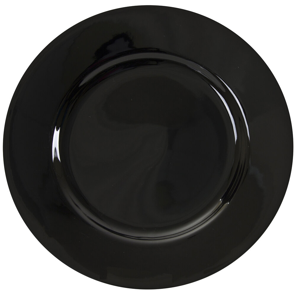 10 Strawberry Street BRB0024 Black Rim 12 1/4" Round Porcelain Charger Plate - 12/Pack