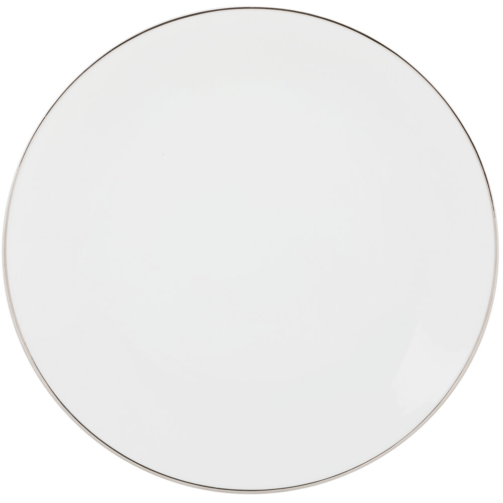 10 Strawberry Street CPSL0024 Coupe Silver Line 12" Silver Porcelain Charger Plate - 12/Case