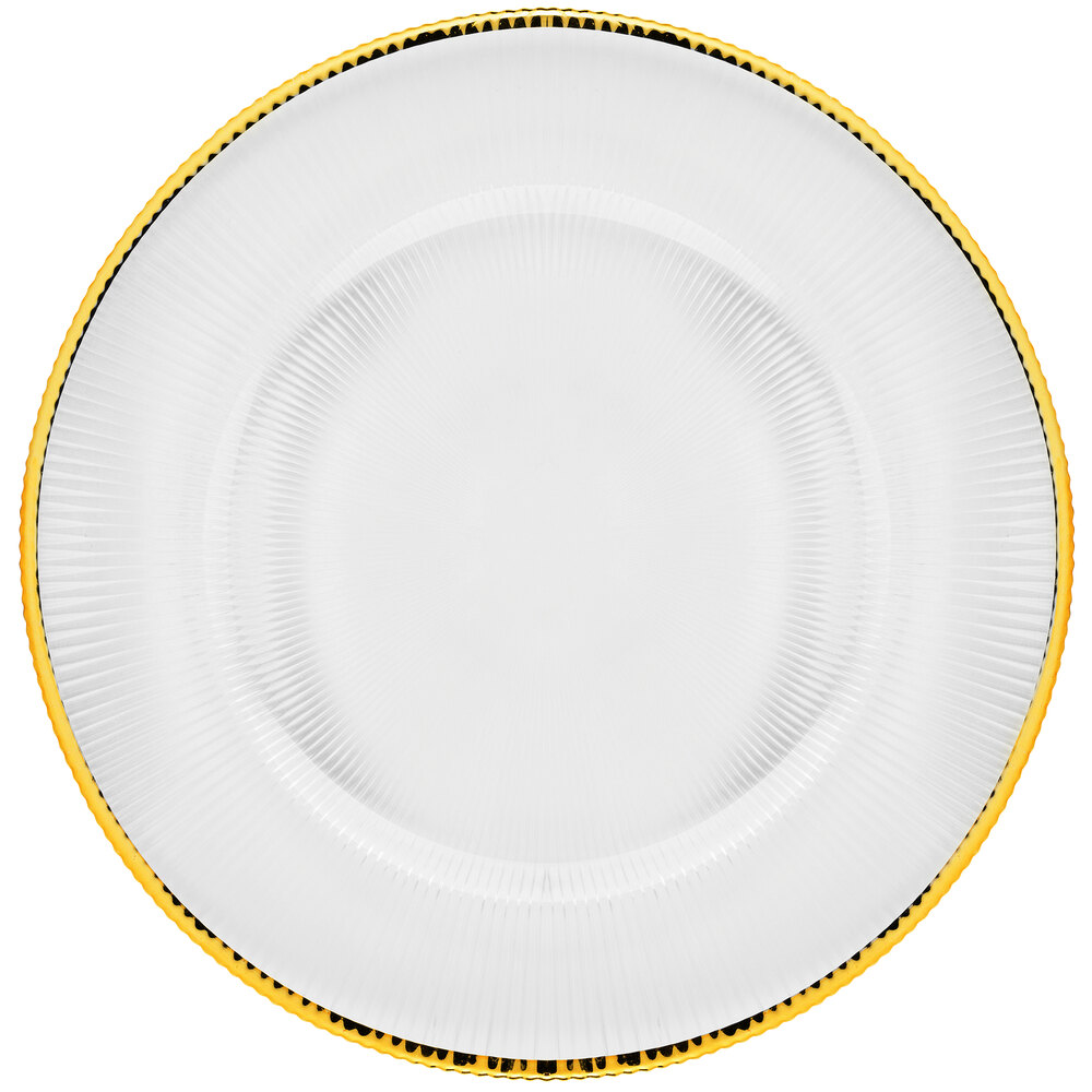 10 Strawberry Street MRKLG-340 Markle 12 3/4" Gold Glass Charger Plate - 12/Pack