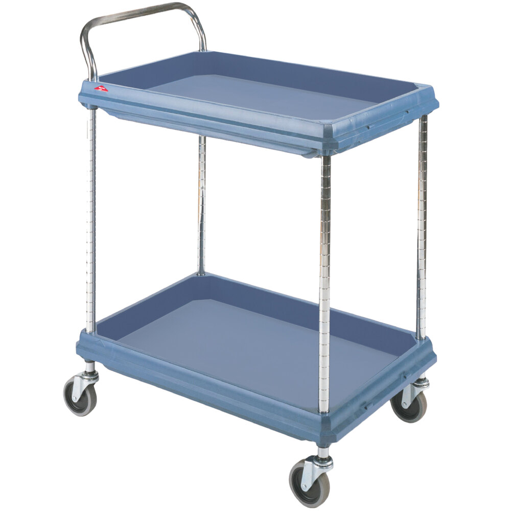 Metro BC2636-2DMB Slate Blue Utility Cart with Two Deep Ledge Shelves and Microban® Protection - 38 3/4" x 27"