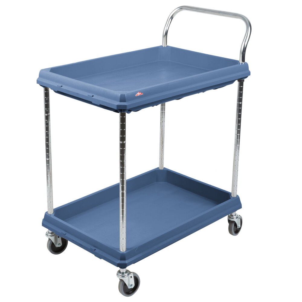 Metro BC2030-2DMB Utility Cart with Two Deep Ledge Shelves and Microban® Protection 32 3/4" x 21 1/2" Slate Blue