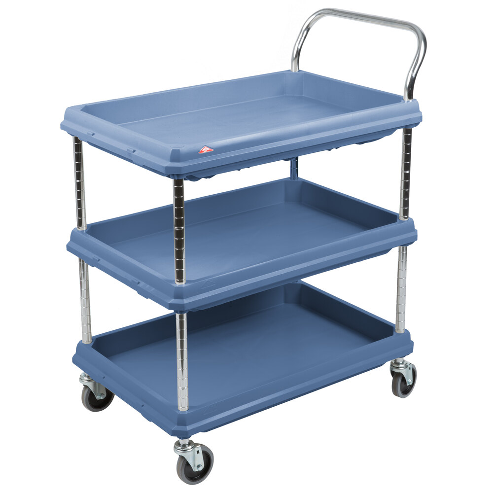 Metro BC2030-3DMB Utility Cart with Three Deep Ledge Shelves and Microban® Protection 32 3/4" x 21 1/2" Slate Blue