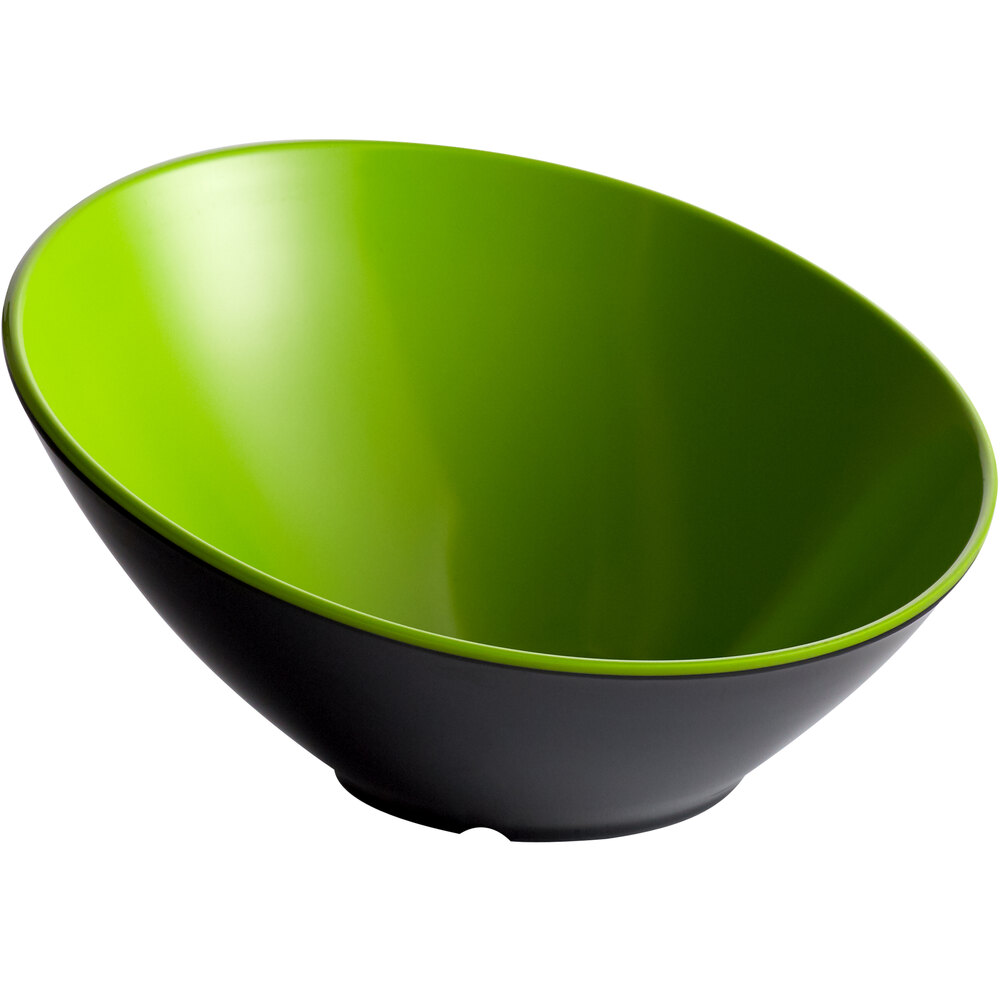 G.E.T. B-788-G/BK Brasilia 16 oz. Green and Black Slanted Melamine Catering Bowl