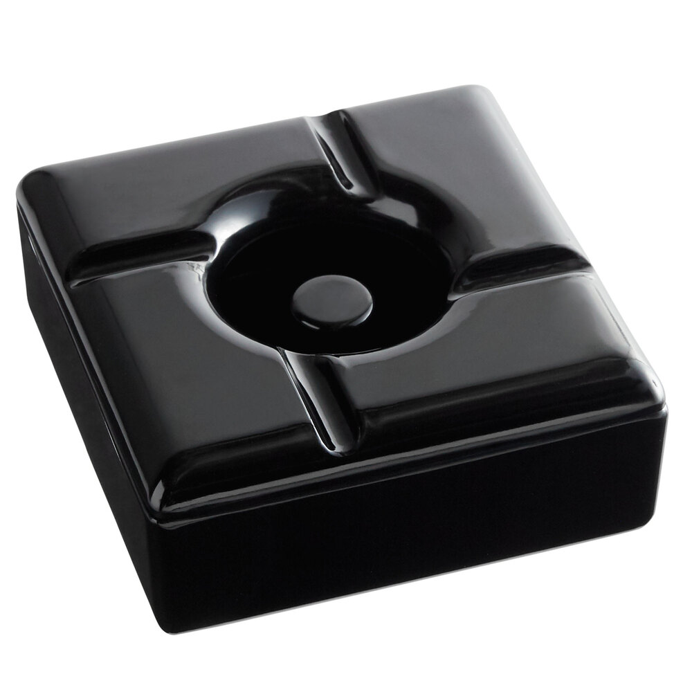 Tablecraft WPA5BK 4 1/2" Square Black Melamine Windproof Ashtray - 12/Pack