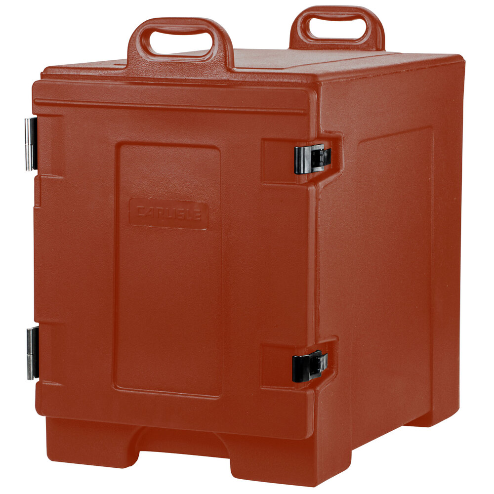 Carlisle Cateraide™ Brick Red Front-Loading Insulated Food Pan Carrier - 5 Full-Size Pan Max Capacity