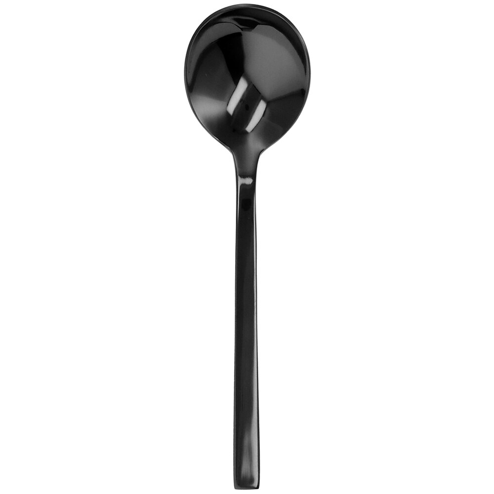 Walco Semi from Steelite International WLBK0912 7" 18/10 Black Stainless Steel Extra Heavy Weight Bouillon Spoon - 12/Case