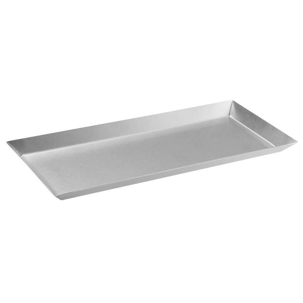 Acopa 10" x 4 1/2" Rectangular Stainless Steel Appetizer Tray with Angled Brim