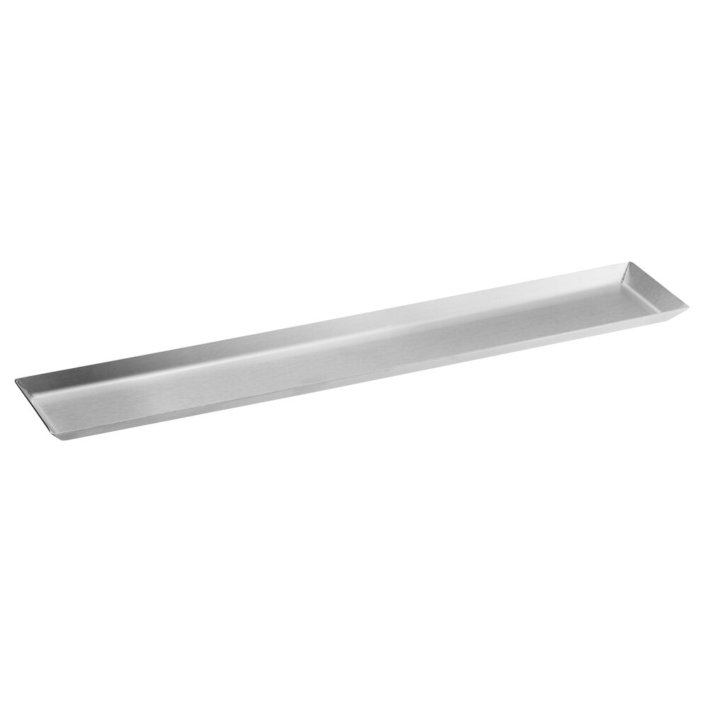 Acopa 14" x 2 1/2" Rectangular Stainless Steel Appetizer Tray with Angled Brim