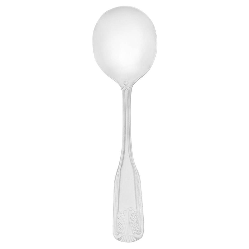 Walco FanFare from Steelite International WL2812 6 3/16" 18/0 Stainless Steel Heavy Weight Bouillon Spoon - 24/Case