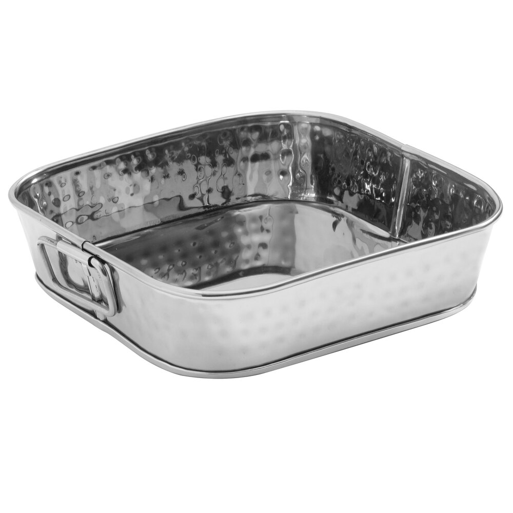 American Metalcraft SHT8 8" x 8" Silver Mirror Finish Hammered Stainless Steel Square Food Serving Tub