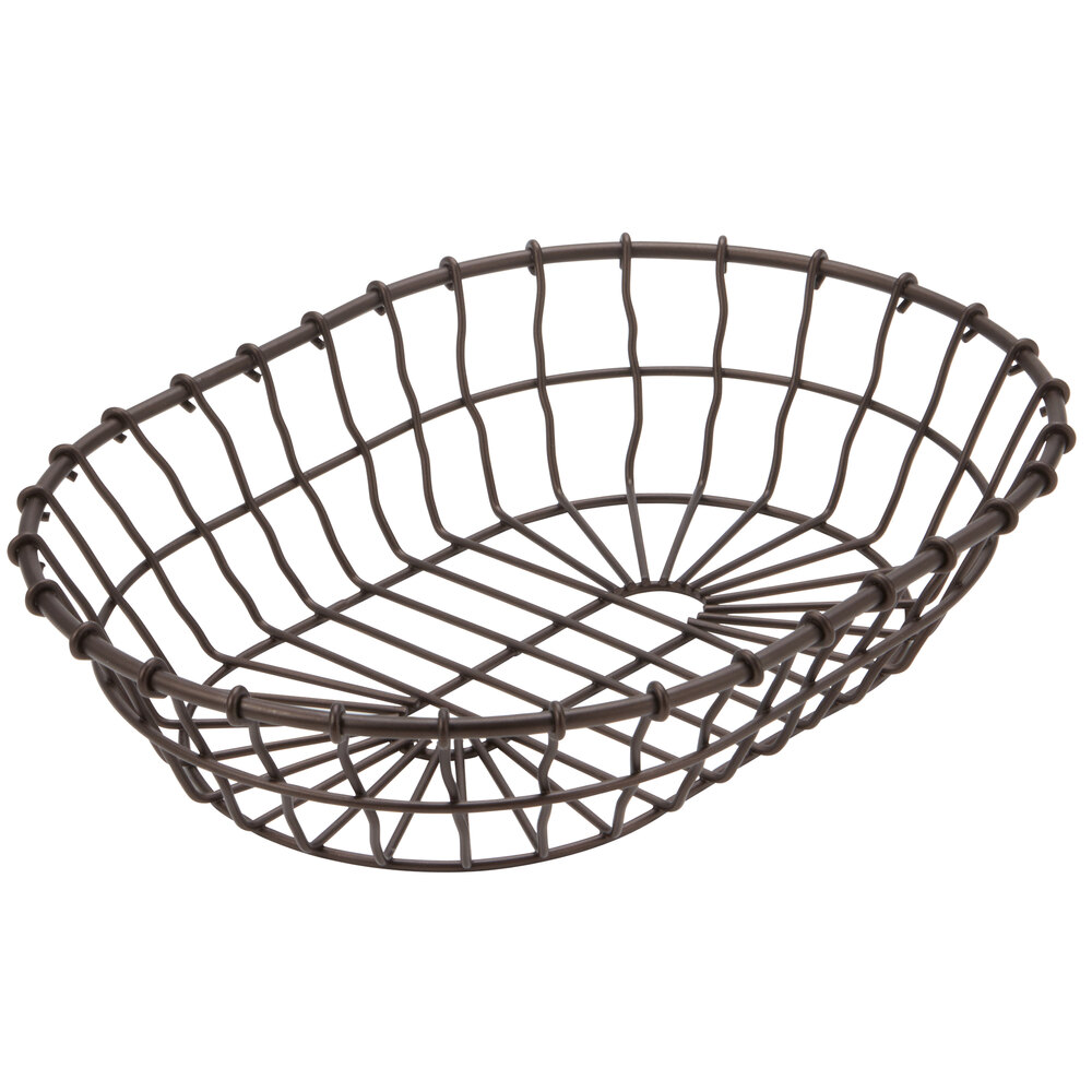 American Metalcraft WBB11 11" x 8" x 2 1/2" Bronze Oval Wire Basket