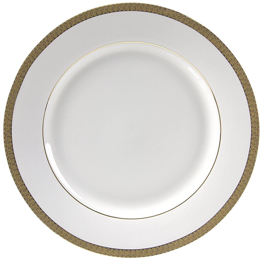 10 Strawberry Street LUX-24G 11 7/8" Luxor Gold Porcelain Round Charger Plate - 12/Case