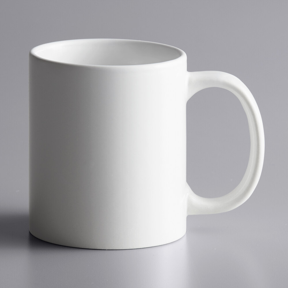 Acopa 12 oz. Customizable Bright White C-Handle Stoneware Mug - 36/Case