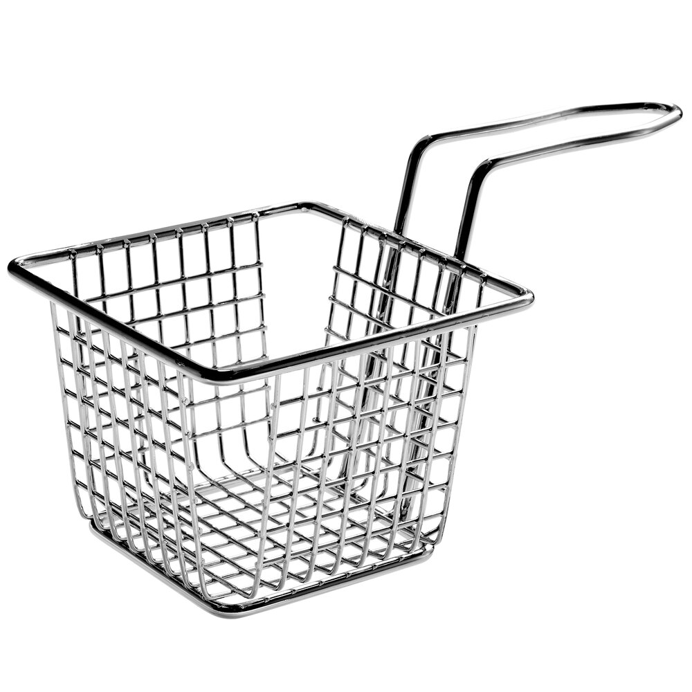 Acopa 4" x 4" x 3" Chrome Square Mini Fry Basket
