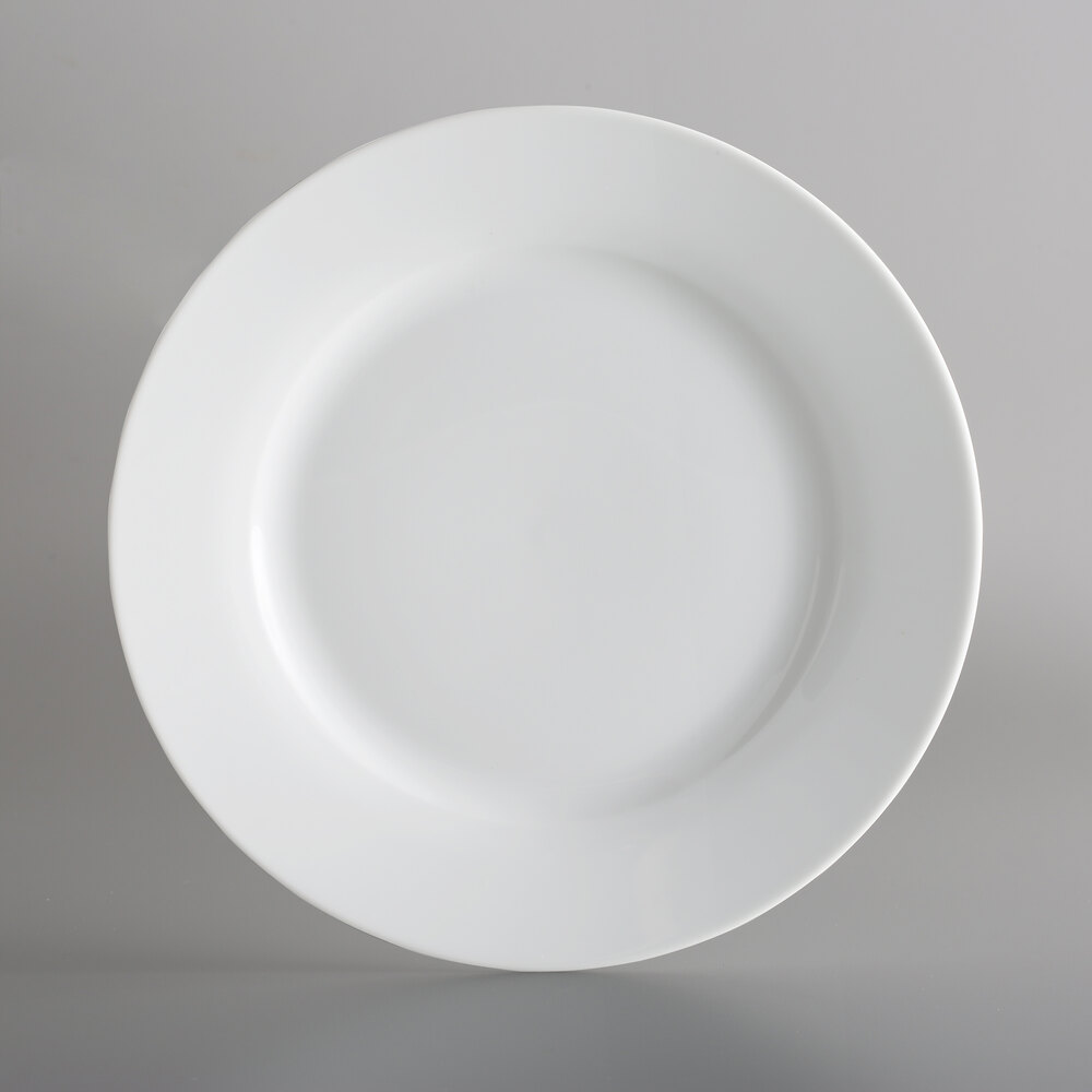 10 Strawberry Street Catering Pack CATCOM-RD-1 Bright White 10 1/2" Round Porcelain Dinner Plate - 12/Case