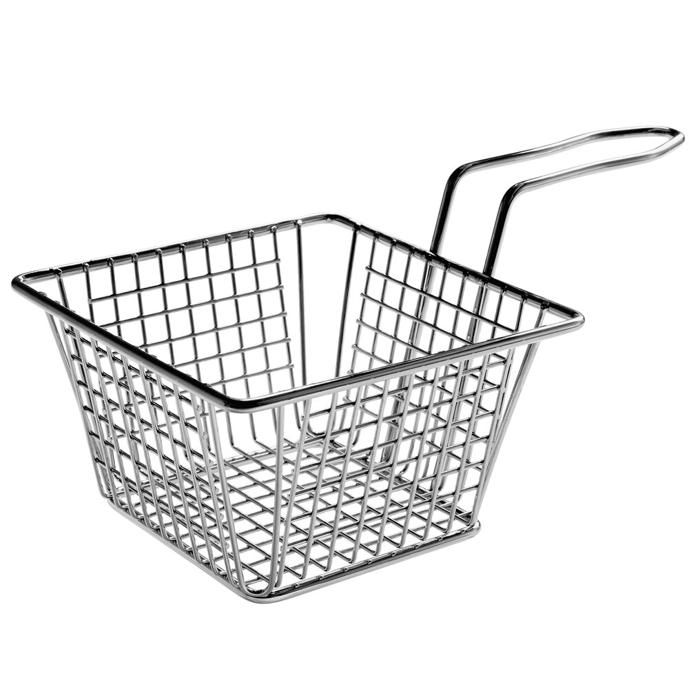 Acopa 5" x 5" x 3" Chrome Square Mini Fry Basket