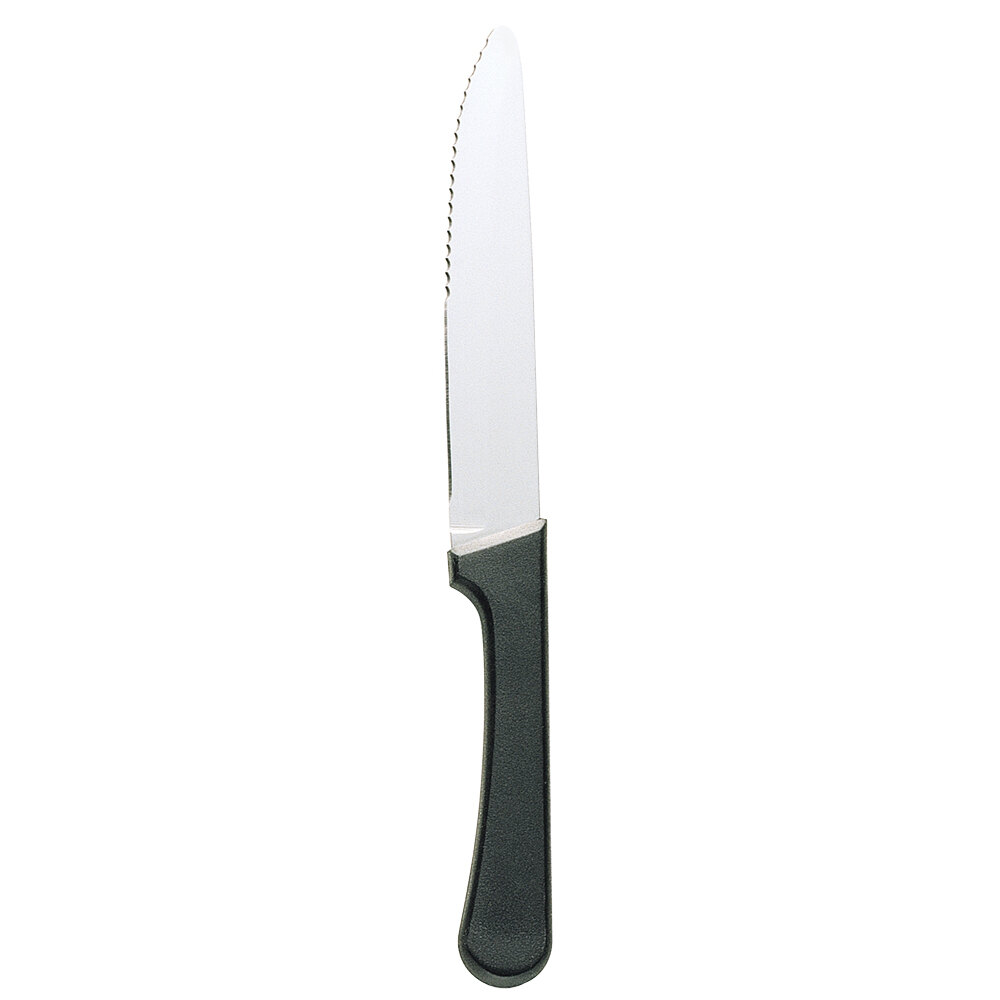 Walco from Steelite International WL610527 5" Stainless Steel Jumbo Serrated Round Tip Steak Knife with Polypropylene Handle - 12/Case