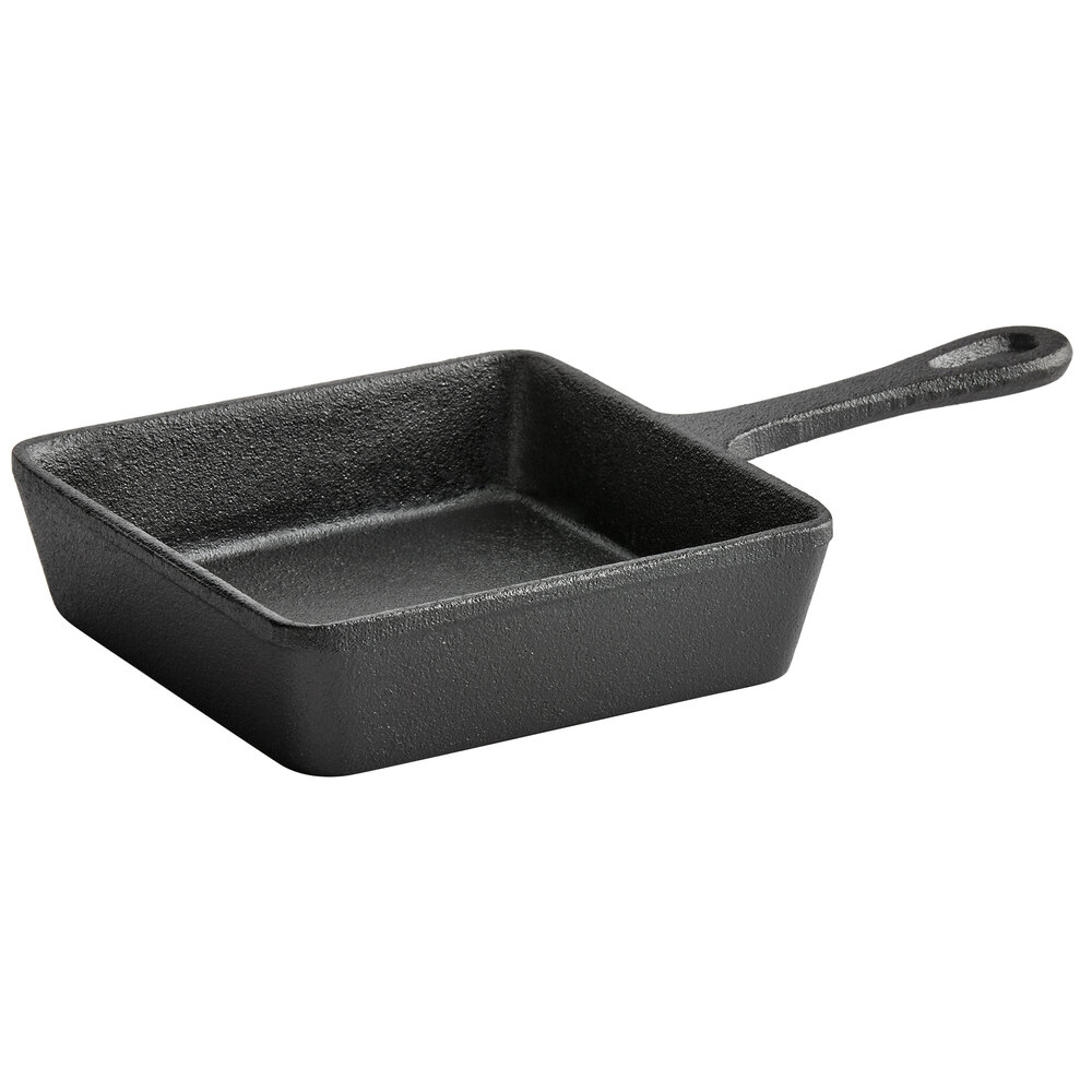 Vollrath 59738 5 1/4" x 5 1/4" Pre-Seasoned Mini Cast Iron Square Skillet