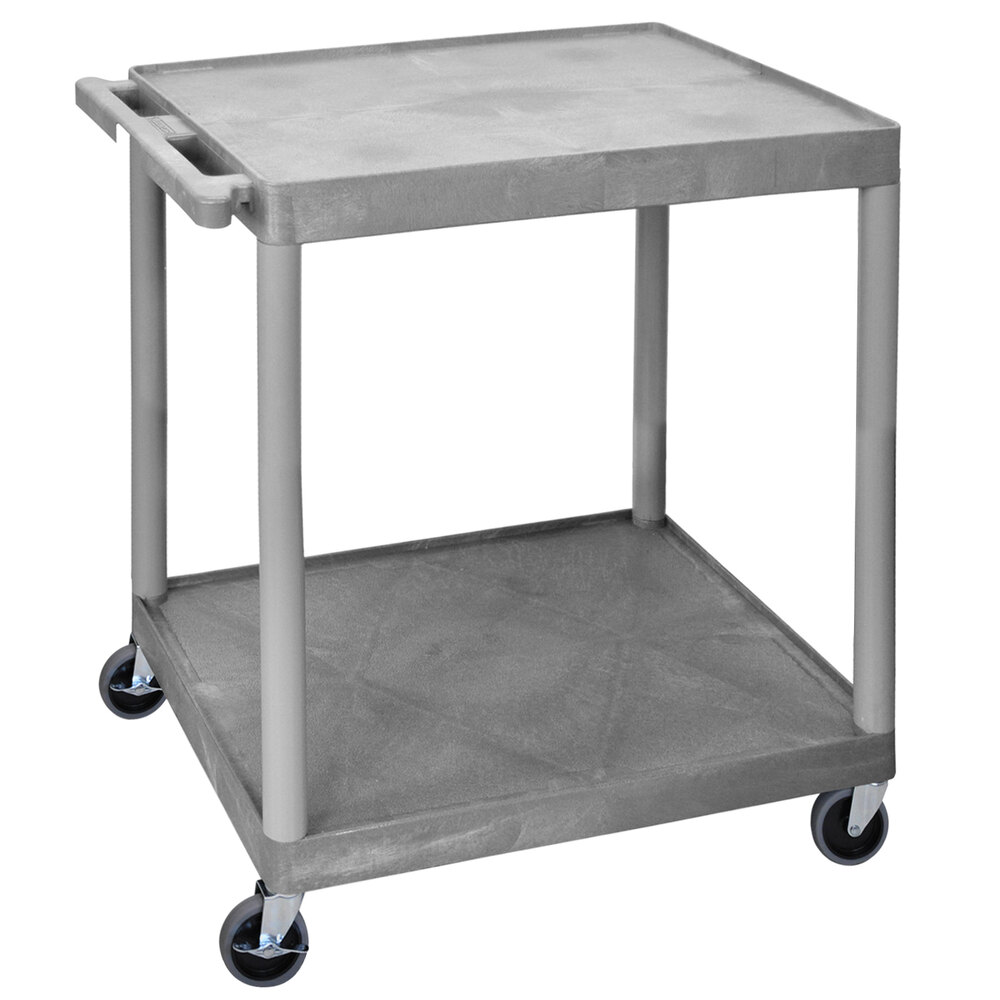 Luxor HE38-G Gray 2 Shelf Utility Cart - 32" x 24" x 34"