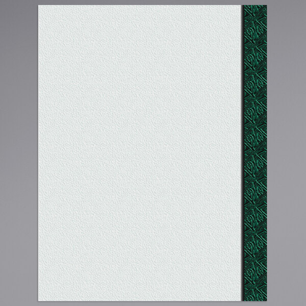 Choice 8 1/2" x 11" Menu Paper Right Insert - Green Woven Border - 100/Pack
