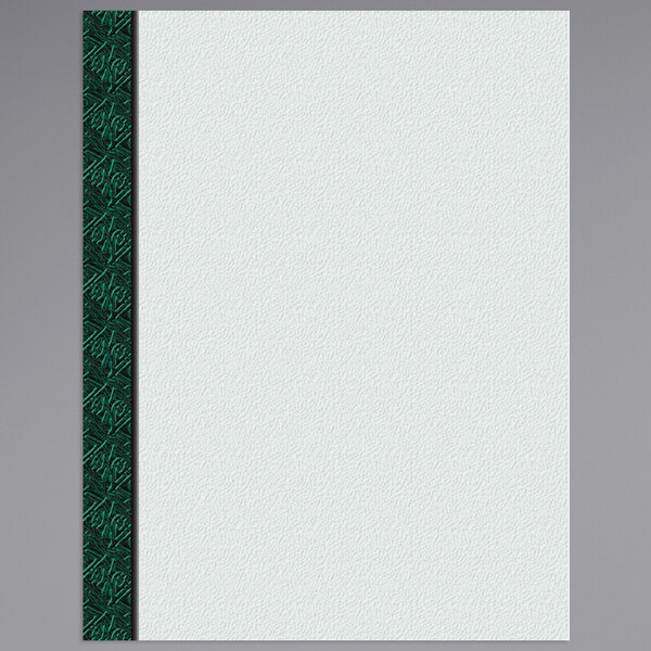 Choice 8 1/2" x 11" Menu Paper Left Insert - Green Woven Border - 100/Pack