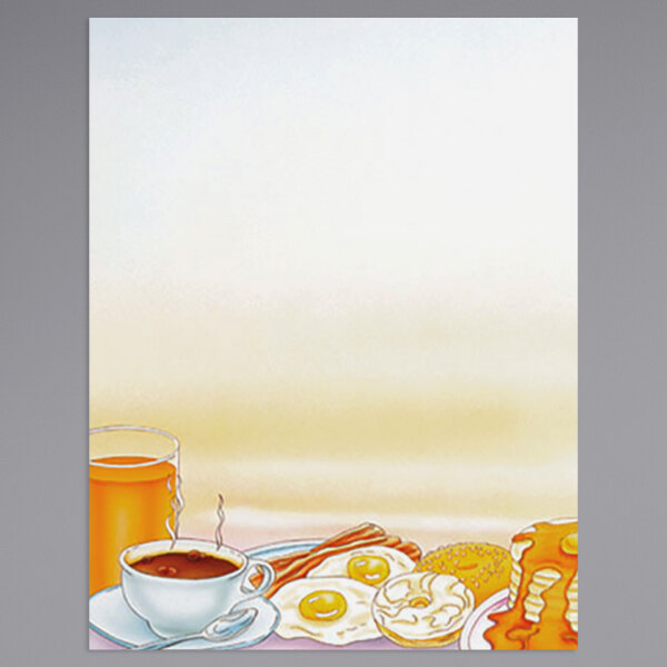 Choice 8 1/2" x 11" Menu Paper - Breakfast Themed Rooster Design Left Insert - 100/Pack