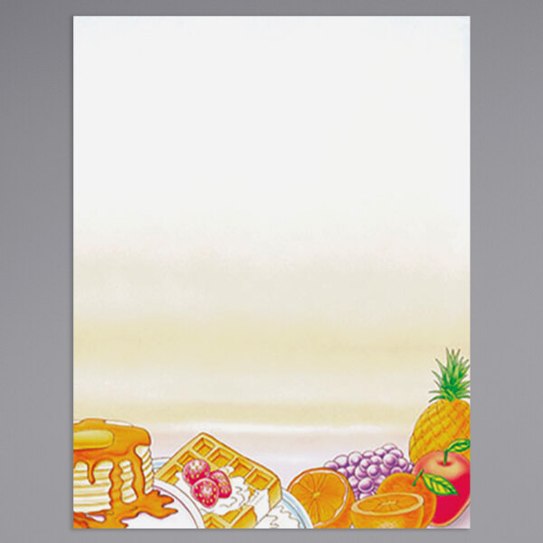 Choice 8 1/2" x 11" Menu Paper - Breakfast Themed Rooster Design Right Insert - 100/Pack