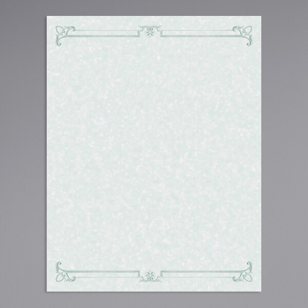 Choice 8 1/2" x 11" Menu Paper - Green Swirl Border - 100/Pack