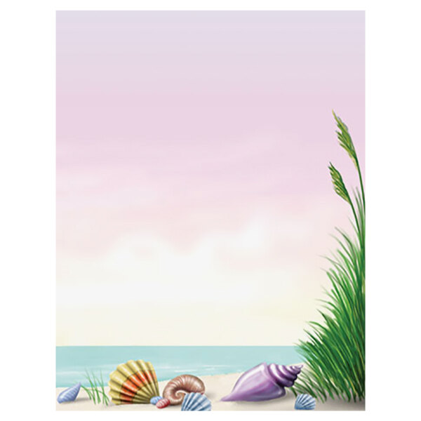 Choice 8 1/2" x 11" Menu Paper - Seafood Themed Coral Design Right Insert - 100/Pack