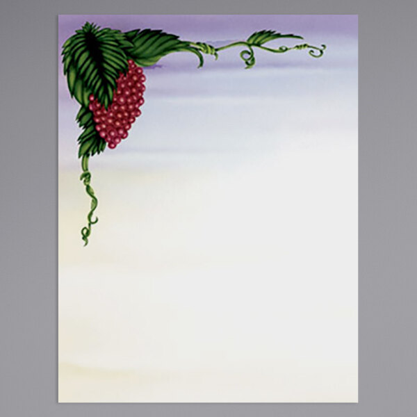 Choice 8 1/2" x 11" Menu Paper - Wine Setting Themed Grapevine Design Left Insert - 100/Pack