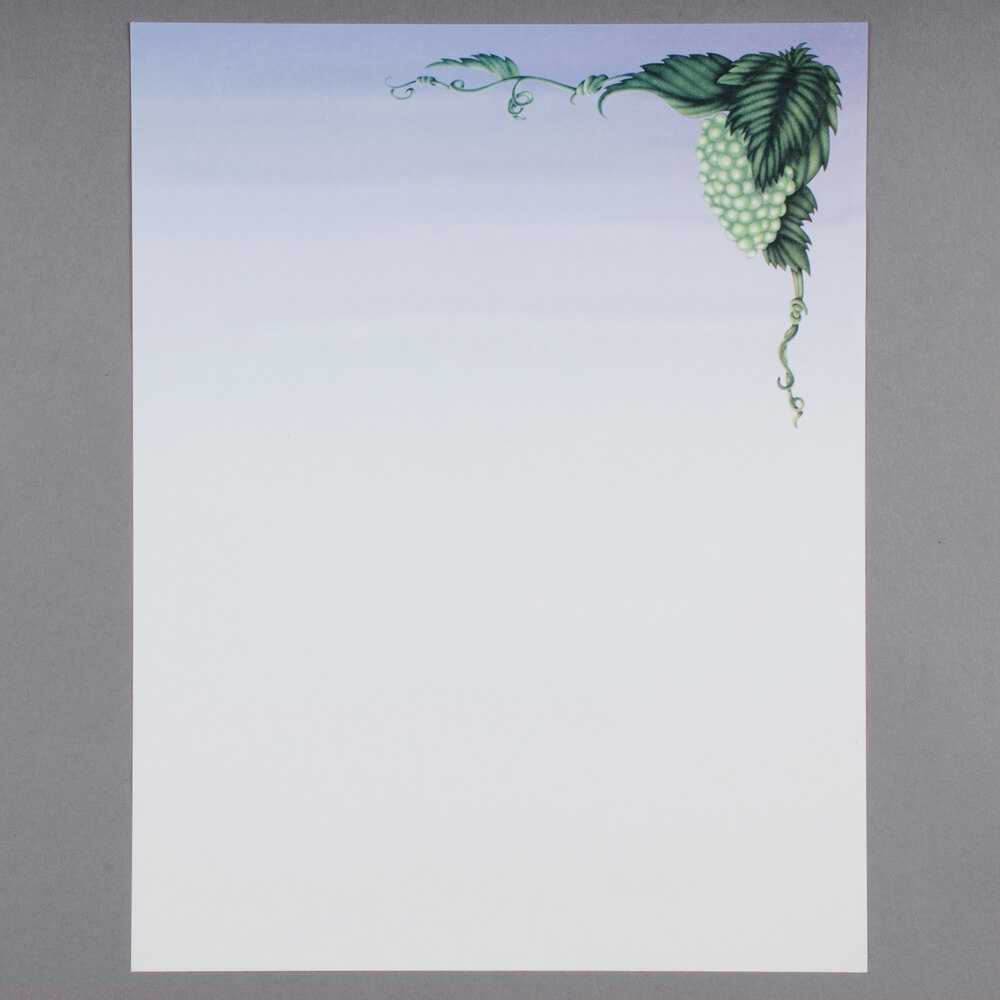 Choice 8 1/2" x 11" Menu Paper - Wine Setting Themed Grapevine Design Right Insert - 100/Pack