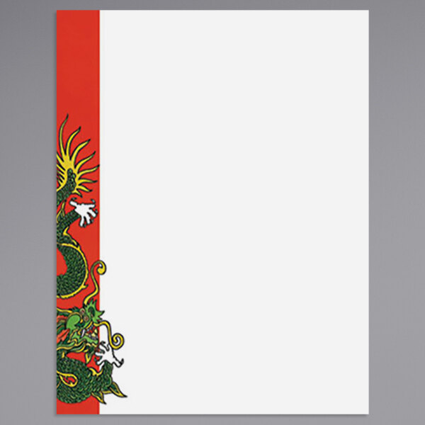 Choice 8 1/2" x 11" Menu Paper - Asian Themed Dragon Design Left Insert - 100/Pack