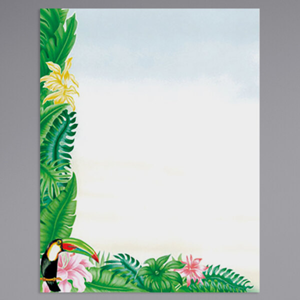 Choice 8 1/2" x 11" Menu Paper - Tropical Themed Toucan Design Left Insert - 100/Pack