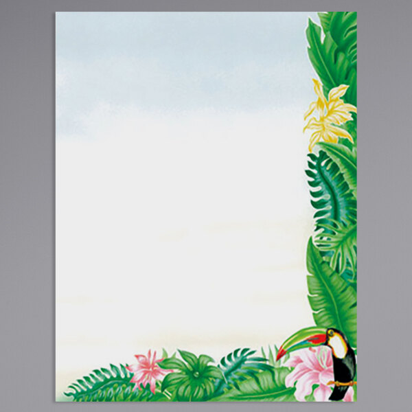 Choice 8 1/2" x 11" Menu Paper - Tropical Themed Toucan Design Right Insert - 100/Pack