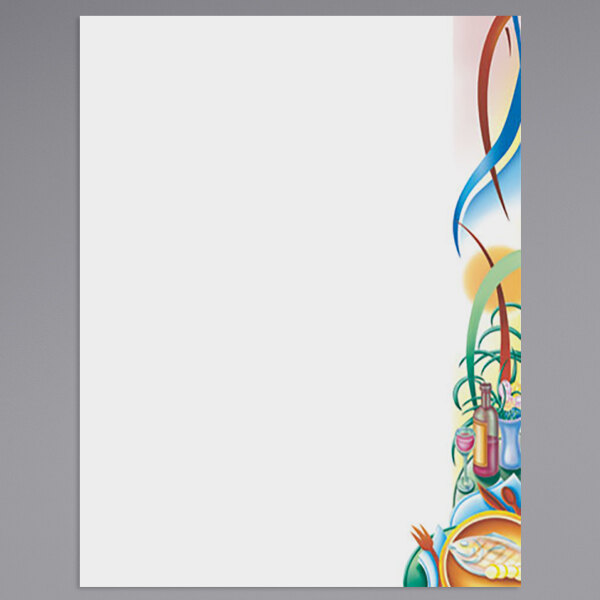 Choice 8 1/2" x 11" Menu Paper Right Insert - Seafood Themed Wine Design - 100/Pack