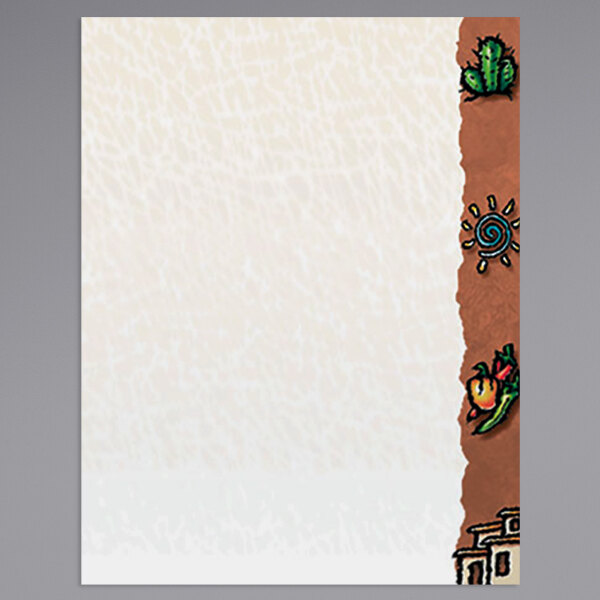 Choice 8 1/2" x 11" Menu Paper Right Insert - Southwest Themed Desert Design - 100/Pack
